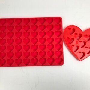 Red Silcone Heart-Shaped Multi-Purpose Molds, Set of 2, EUC